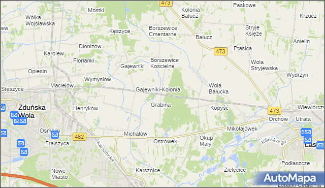 mapa Borszewice Kolejowe, Borszewice Kolejowe na mapie Targeo