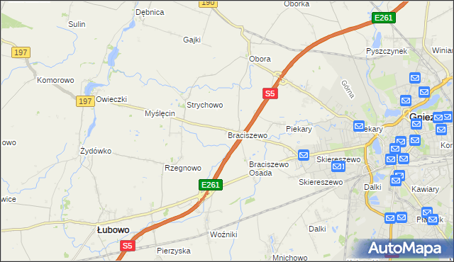 mapa Braciszewo, Braciszewo na mapie Targeo