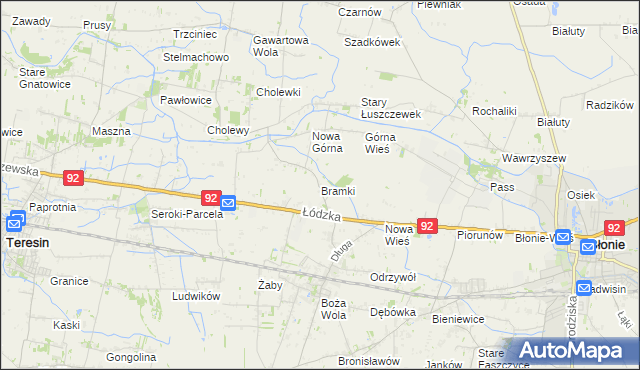 mapa Bramki, Bramki na mapie Targeo