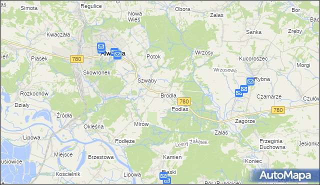 mapa Brodła, Brodła na mapie Targeo