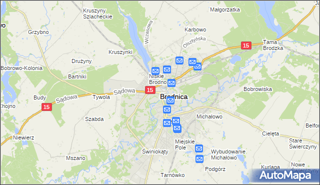 mapa Brodnica, Brodnica na mapie Targeo