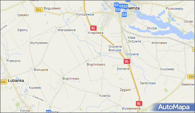 mapa Browina gmina Chełmża, Browina gmina Chełmża na mapie Targeo