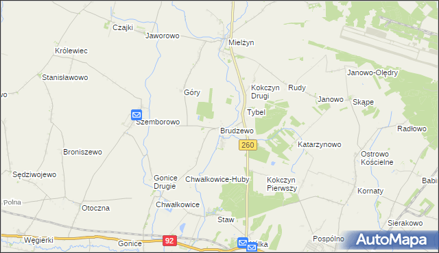 mapa Brudzewo gmina Strzałkowo, Brudzewo gmina Strzałkowo na mapie Targeo