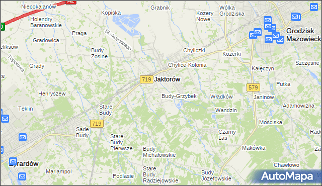 mapa Budy-Grzybek, Budy-Grzybek na mapie Targeo