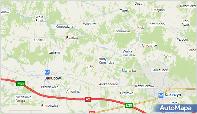 mapa Budy Kumińskie, Budy Kumińskie na mapie Targeo