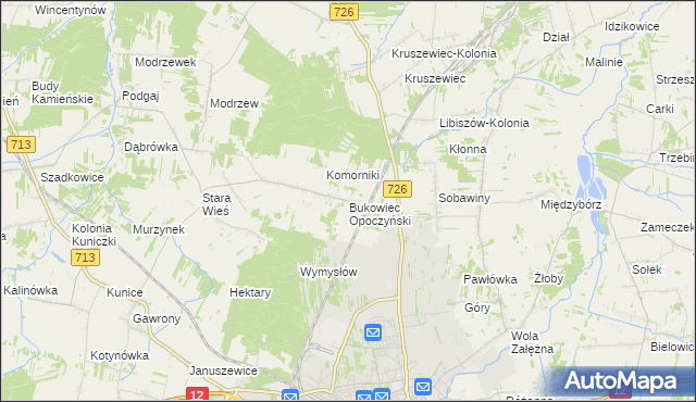 mapa Bukowiec Opoczyński, Bukowiec Opoczyński na mapie Targeo