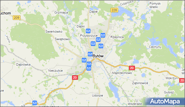 mapa Bytów, Bytów na mapie Targeo