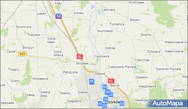 mapa Cedrowice, Cedrowice na mapie Targeo