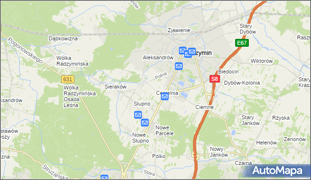 mapa Cegielnia gmina Radzymin, Cegielnia gmina Radzymin na mapie Targeo