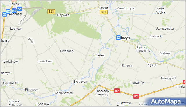 mapa Charlęż, Charlęż na mapie Targeo