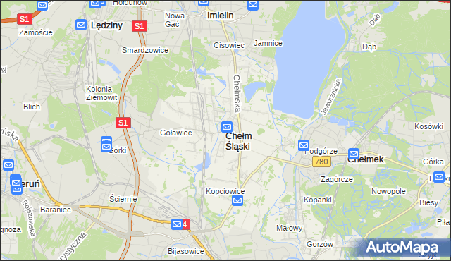 mapa Chełm Śląski, Chełm Śląski na mapie Targeo