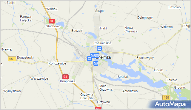 mapa Chełmża, Chełmża na mapie Targeo