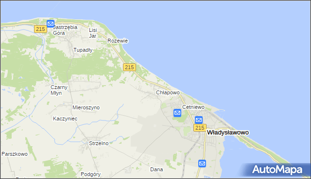 mapa Chłapowo gmina Władysławowo, Chłapowo gmina Władysławowo na mapie Targeo