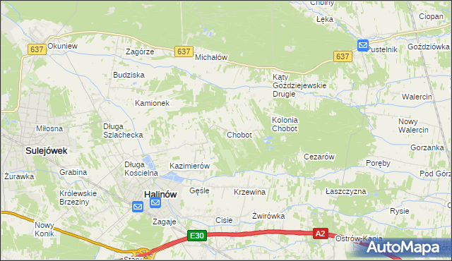 mapa Chobot gmina Halinów, Chobot gmina Halinów na mapie Targeo