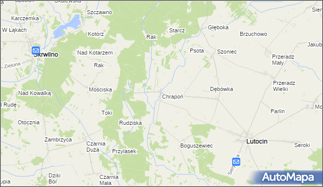 mapa Chrapoń gmina Lutocin, Chrapoń gmina Lutocin na mapie Targeo