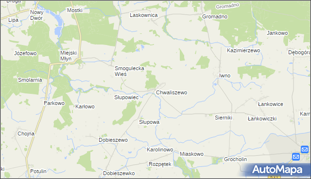 mapa Chwaliszewo gmina Kcynia, Chwaliszewo gmina Kcynia na mapie Targeo