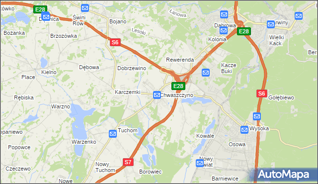 mapa Chwaszczyno, Chwaszczyno na mapie Targeo