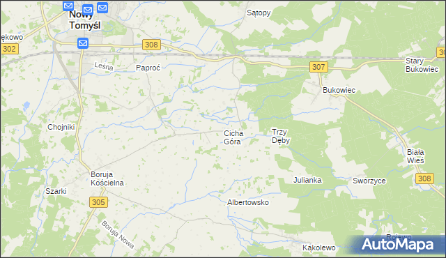 mapa Cicha Góra, Cicha Góra na mapie Targeo