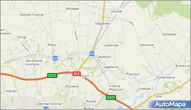 mapa Ciecierzyn gmina Niemce, Ciecierzyn gmina Niemce na mapie Targeo