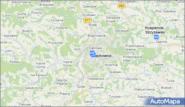 mapa Ciężkowice powiat tarnowski, Ciężkowice powiat tarnowski na mapie Targeo