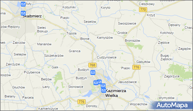 mapa Cudzynowice, Cudzynowice na mapie Targeo