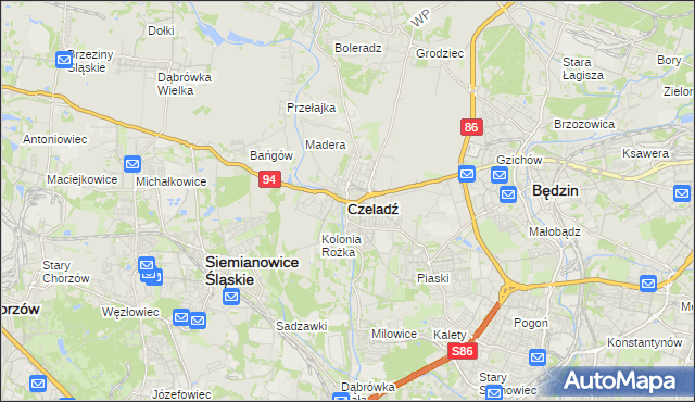mapa Czeladź, Czeladź na mapie Targeo