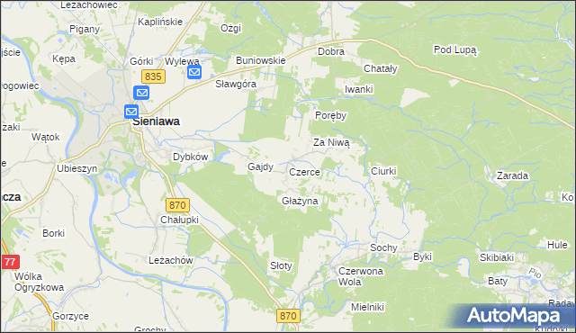 mapa Czerce, Czerce na mapie Targeo