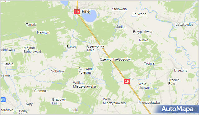 mapa Czerwonka-Gozdów, Czerwonka-Gozdów na mapie Targeo