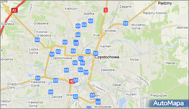 mapa Częstochowy, Częstochowa na mapie Targeo