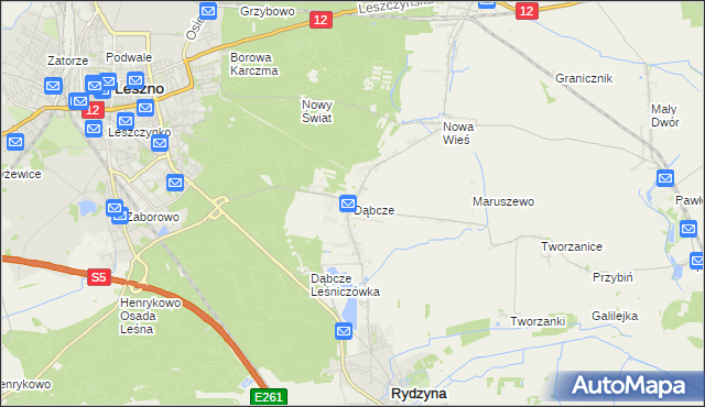 mapa Dąbcze, Dąbcze na mapie Targeo
