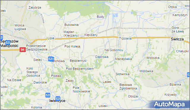 mapa Dąbrowa gmina Świlcza, Dąbrowa gmina Świlcza na mapie Targeo