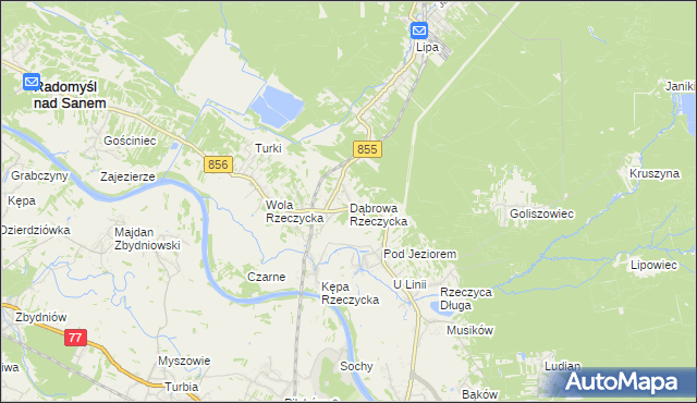 mapa Dąbrowa Rzeczycka, Dąbrowa Rzeczycka na mapie Targeo
