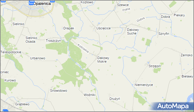 mapa Dakowy Mokre, Dakowy Mokre na mapie Targeo