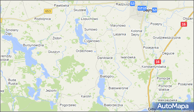 mapa Daniłowce, Daniłowce na mapie Targeo