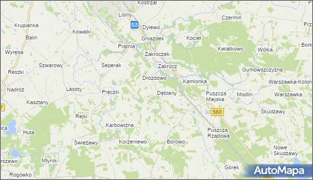 mapa Dębiany gmina Rypin, Dębiany gmina Rypin na mapie Targeo