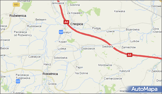 mapa Dobkowice gmina Chłopice, Dobkowice gmina Chłopice na mapie Targeo