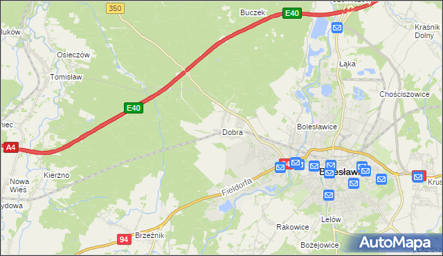 mapa Dobra gmina Bolesławiec, Dobra gmina Bolesławiec na mapie Targeo