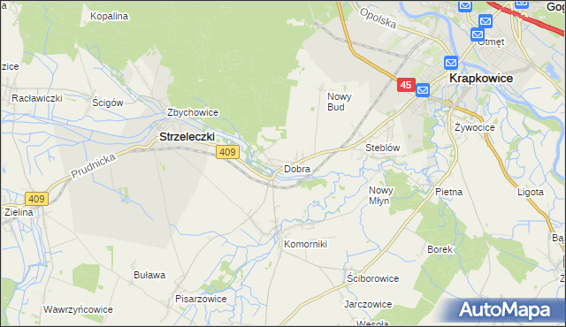 mapa Dobra gmina Strzeleczki, Dobra gmina Strzeleczki na mapie Targeo