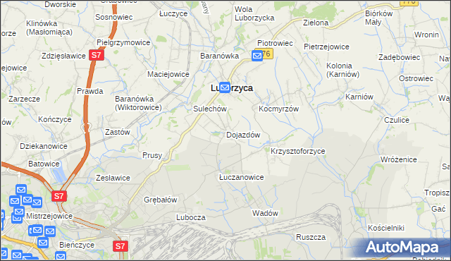 mapa Dojazdów, Dojazdów na mapie Targeo