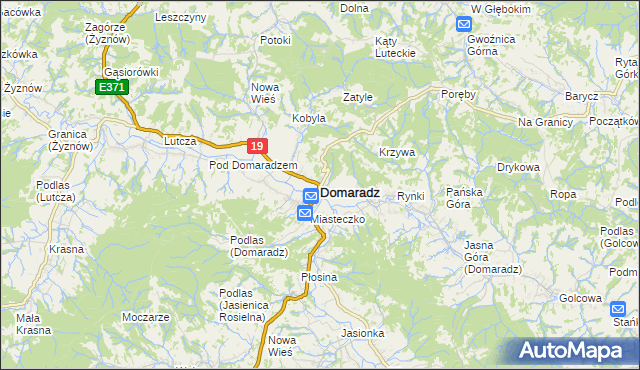 mapa Domaradz powiat brzozowski, Domaradz powiat brzozowski na mapie Targeo