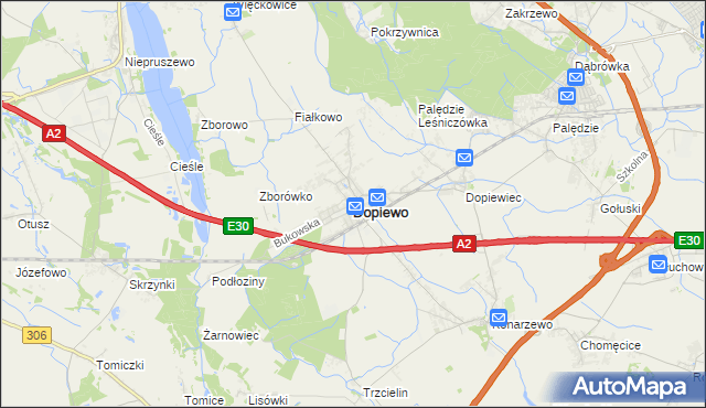 mapa Dopiewo, Dopiewo na mapie Targeo