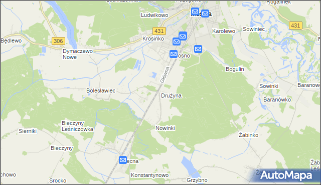 mapa Drużyna, Drużyna na mapie Targeo