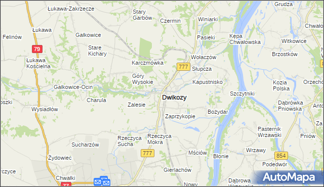 mapa Dwikozy, Dwikozy na mapie Targeo