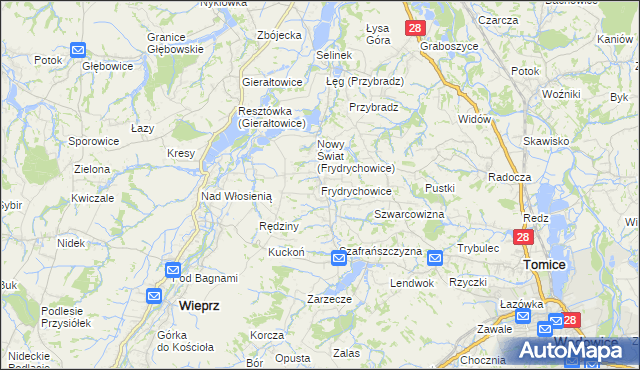 mapa Frydrychowice, Frydrychowice na mapie Targeo