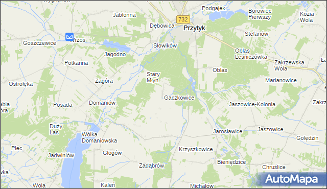 mapa Gaczkowice, Gaczkowice na mapie Targeo