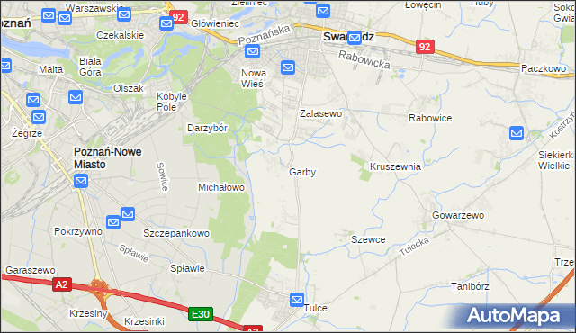 mapa Garby gmina Swarzędz, Garby gmina Swarzędz na mapie Targeo