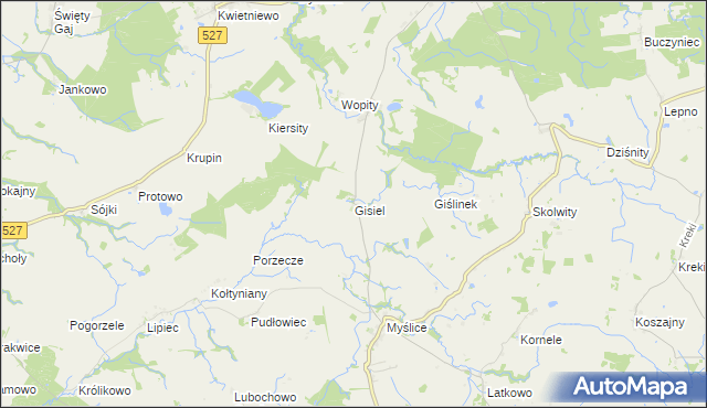 mapa Gisiel gmina Stary Dzierzgoń, Gisiel gmina Stary Dzierzgoń na mapie Targeo