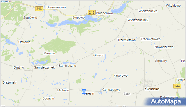 mapa Gliszcz, Gliszcz na mapie Targeo