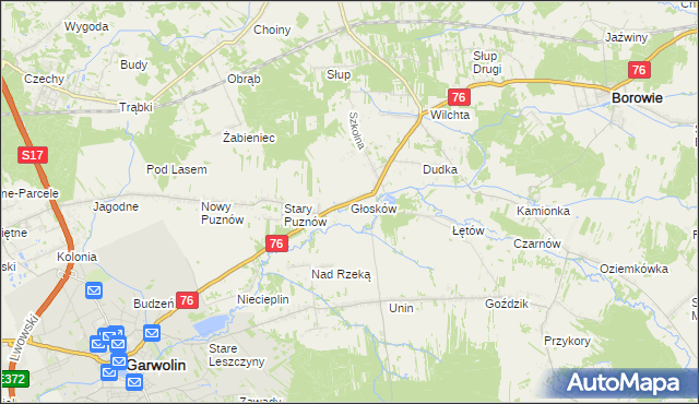 mapa Głosków gmina Borowie, Głosków gmina Borowie na mapie Targeo