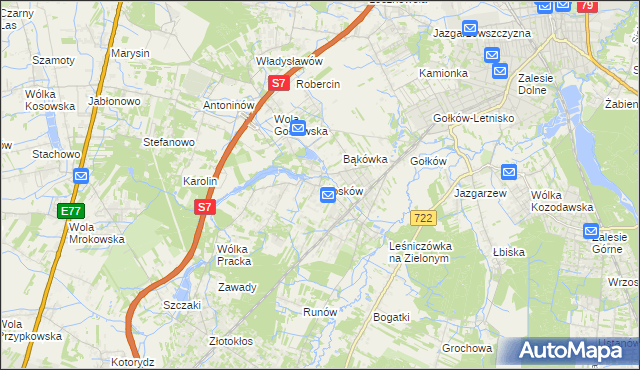 mapa Głosków gmina Piaseczno, Głosków gmina Piaseczno na mapie Targeo